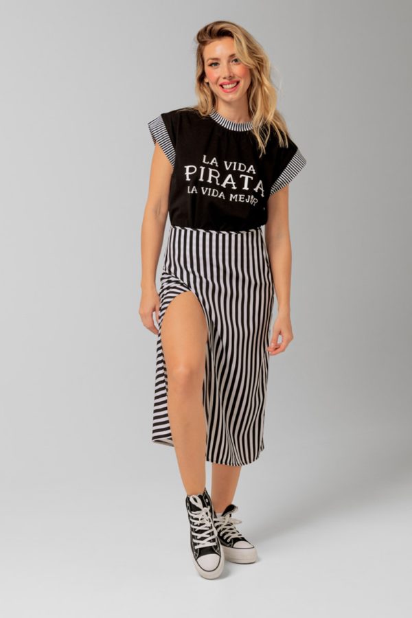 La Vida Pirata Midi Skirt Wrap Ριγέ Φούστα Lolina