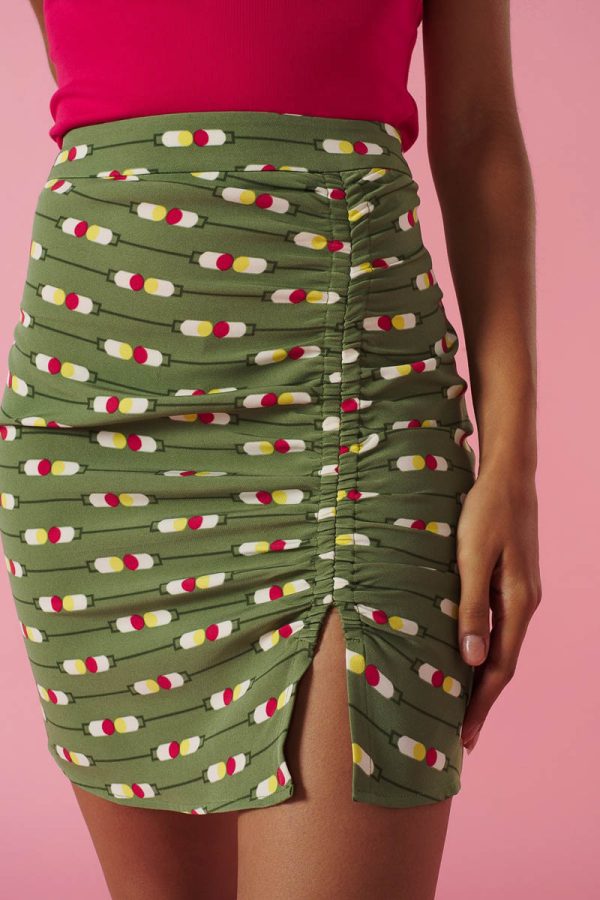 Malva Skirt Κοντή Πράσινη Pencil Φούστα Minueto