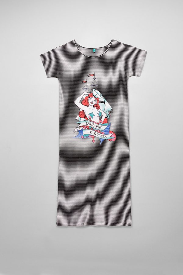 Take Me To The Ocean Midi T-Shirt Dress Ριγέ Φόρεμα Lolina