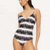 Black and White Striped Swimsuit Ολόσωμο Μαγιό Compania Fantastica